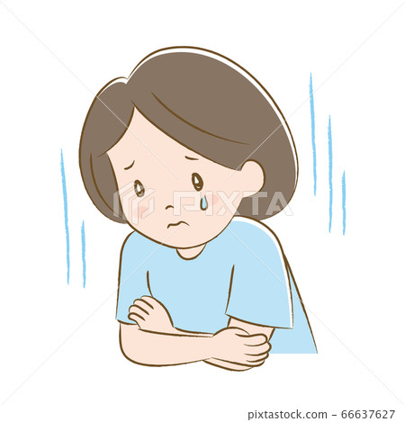 雙臂交叉流淚的女人手繪風格 66637627