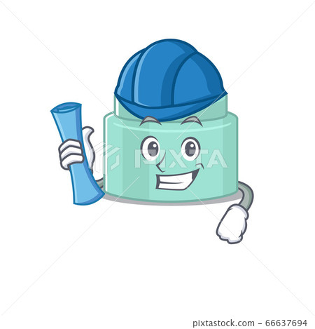 caricature picture of lipbalm Architect with blue prints 66637694