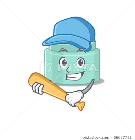 Attractive lipbalm caricature with character playing baseball 66637731