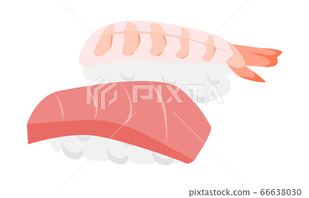 Illustration of Nigiri Sushi with Tuna and Shrimp. Illustration of Nigiri Sushi with Tuna and Shrimp. 66638030