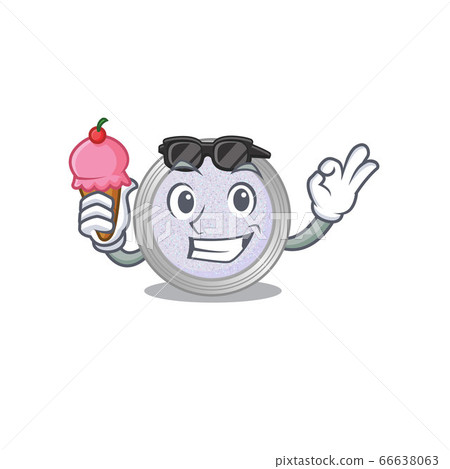 A cartoon drawing of glitter eyeshadow holding cone ice cream 66638063