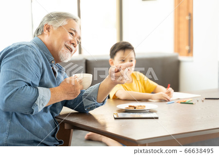 高級男人和男孩在室內放鬆 66638495
