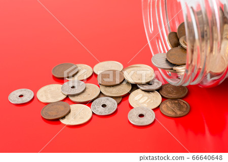 Image of spilling money red background Image of spilling money red background 66640648