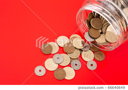 Image of spilling money red background Image of spilling money red background 66640649