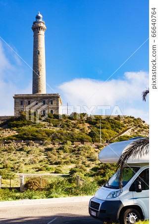 Camper at Cape Palos lighthouse, Spain 66640764