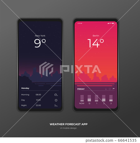 Download Weather Forecast App Ux Ui Design Mockup Vector Stock Illustration 66641535 Pixta