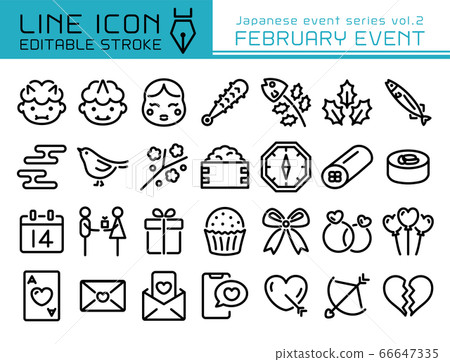 Line icon Japanese event series vol.2 February and Valentine 66647335