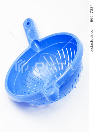 plastic colander blue on white background plastic colander blue on white background 66647824