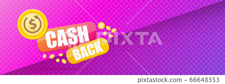 vector cash back icon isolated on modern violet background. cashback or money refund horizontal banner background 66648353