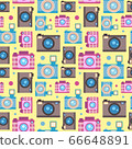 Photo camera icon flat style seamless pattern 66648891