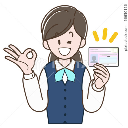 Woman in uniform explaining my number card 66650116