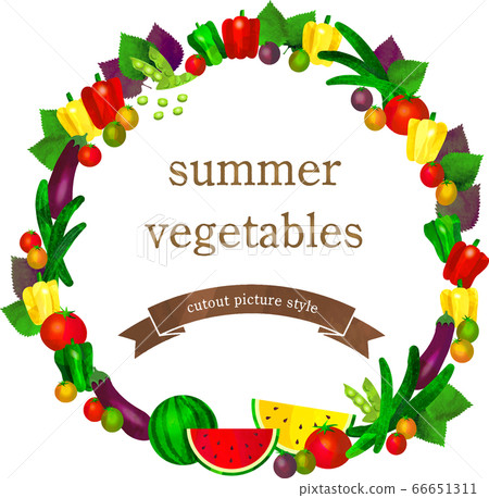 summer vegetables frame-wreath-Round frame of summer vegetables 66651311