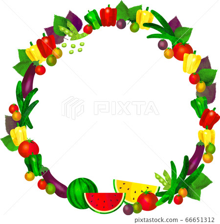 summer vegetables frame-wreath-Round frame of summer vegetables 66651312