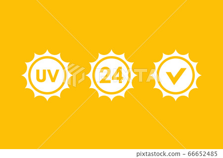 UV, 24 hours sun protection vector icons UV, 24 hours sun protection vector icons 66652485