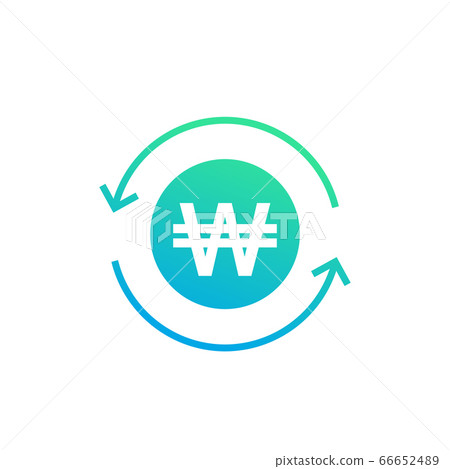 Won exchange, korean currency vector icon 66652489
