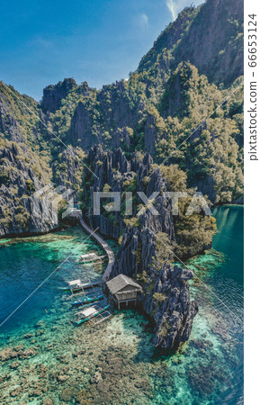 Aerial view of the Twin Lagoon in coron island, Palawan, Philippines Aerial view of the Twin Lagoon in coron island, Palawan, Philippines 66653124