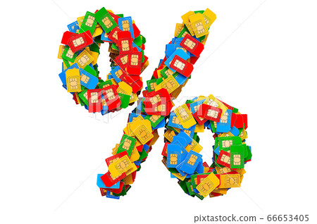 Percent symbol from colored SIM cards Percent symbol from colored SIM cards 66653405