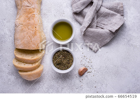 Homemade French baguettes with olive oil 66654519