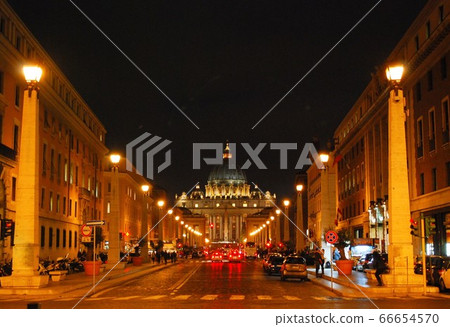 St. Peter's Basilica at night 66654570