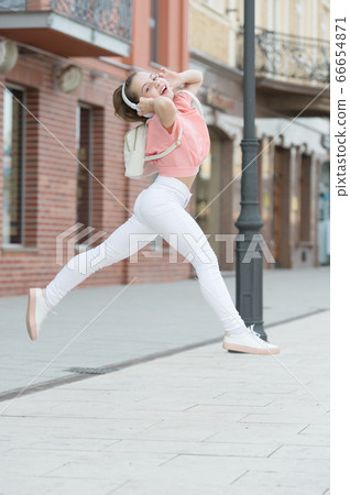 Summer music chart. Kid long hair enjoy walk with Summer music chart. Kid long hair enjoy walk with 66654871