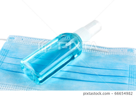 Blue medical face mask and antiseptic spray Blue medical face mask and antiseptic spray 66654982