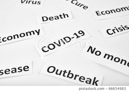 Coronavirus, COVID-19, SARS-CoV-2 newspaper headline clippings on white background Coronavirus, COVID-19, SARS-CoV-2 newspaper headline clippings on white background 66654983