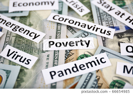 Coronavirus, COVID-19 headline clippings on 100 USD banknotes Coronavirus, COVID-19 headline clippings on 100 USD banknotes 66654985
