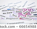 Coronavirus, COVID-19 headline clippings on 500 Euro banknote 66654988