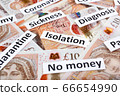 Coronavirus, COVID-19 headline clippings on United Kingdom 10 pounds banknotes 66654990