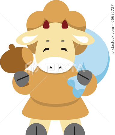 新年賀卡2021牛年牛的七個幸運神大國天插圖素材 66655727