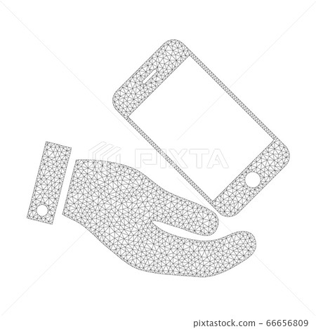 Mesh Vector Smartphone Offer Hand Icon - Stock Illustration [66656809 ...