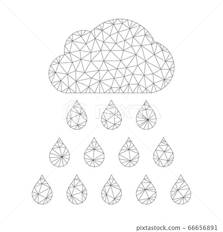 Mesh Vector Rain Cloud Icon - Stock Illustration [66656891] - PIXTA