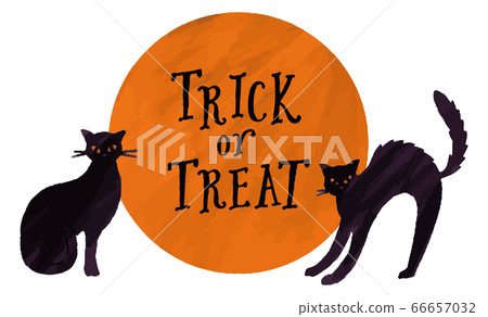 Black cat trick or treat full moon Halloween... - Stock Illustration ...
