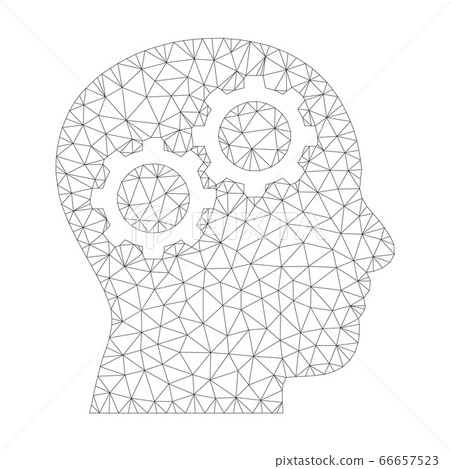 Mesh Vector Brain Gears Icon - Stock Illustration [66657523] - PIXTA