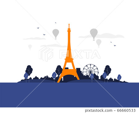 Paris city flat vector illustration 66660533