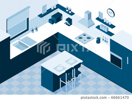 Isometric Kitchen Interior Composition - Stock Illustration [66661470 ...