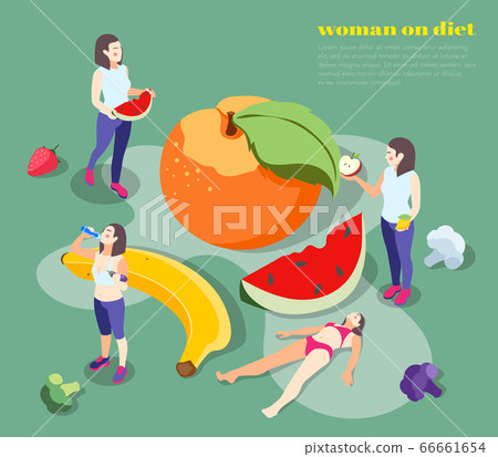 Woman Diet Isometric Composition 66661654