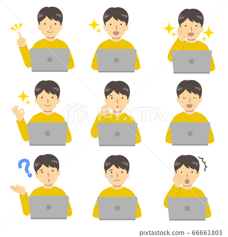 Boy set using a personal computer 66661803