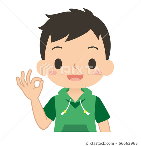 A boy with an OK sign with a smile - Stock Illustration [66662968] - PIXTA