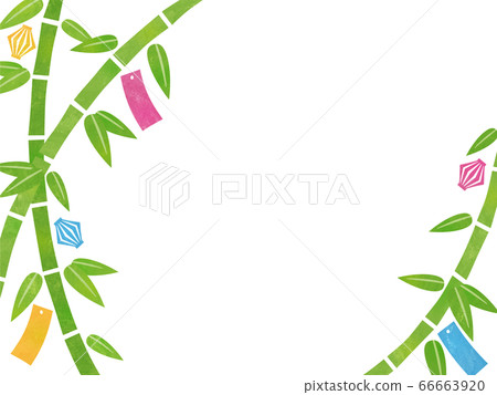 Bamboo frame with Tanabata decorations / hand-drawn style Bamboo frame with Tanabata decorations / hand-drawn style 66663920