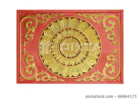 Pattern of flower carved on wood for decoration 66664173