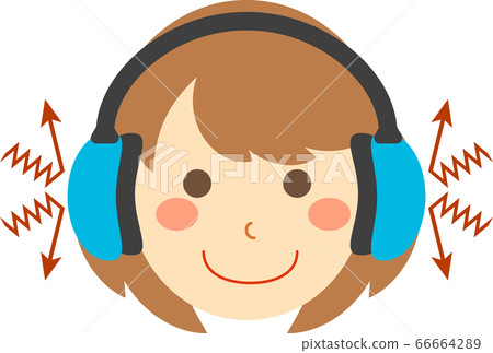Woman wearing noise canceling headphones 66664289