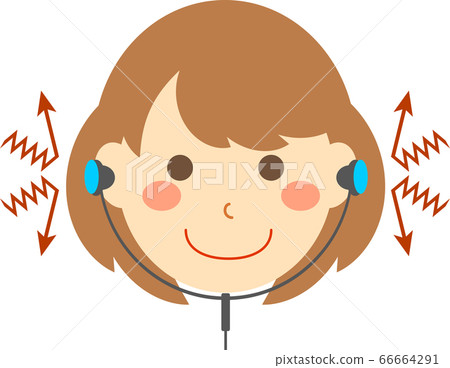 Woman wearing noise canceling earphones 66664291
