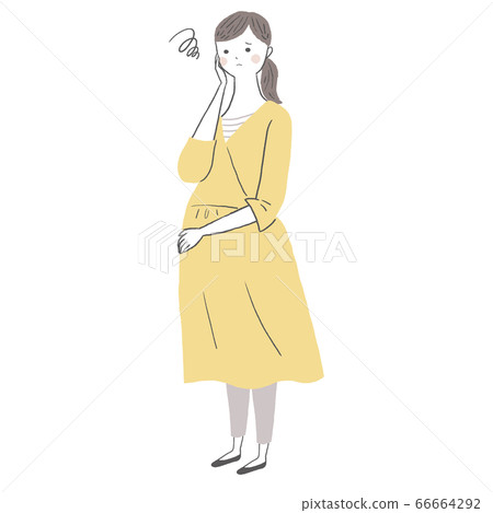 Pregnant woman with worries 66664292