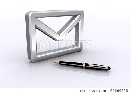 Email icon and ballpoint pen 66664298