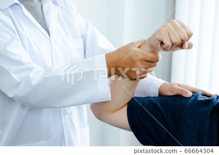 Physical therapy is doing hand therapy for patients in the hospital. and elbow therapy for patients in the hospital 66664304