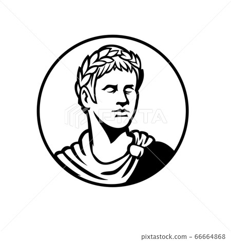Ancient Roman Emperor Looking Side Circle Mascot 66664868