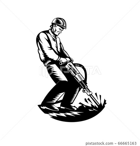 Construction Worker with Jack Hammer Pneumatic 66665163