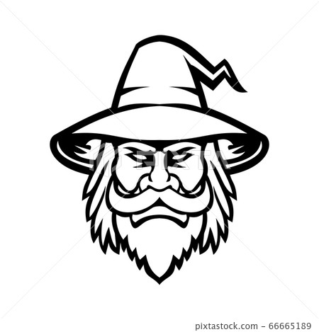 Black Wizard Sorcerer or Magician Head Mascot 66665189