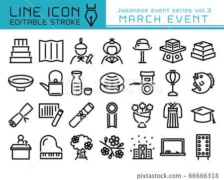Line icon Japanese event series vol.3 March Hinamatsuri and graduation ceremony 66666318